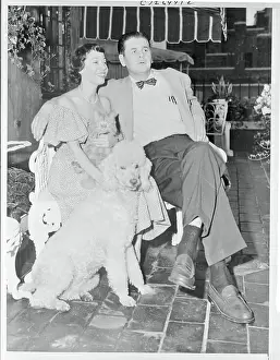 Imogene Coca with Husband Bob Burton and their Cat and Dog