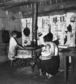 Tennessee Prints: Impoverished Family in Shack