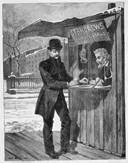 Coffee Prints: Impoverished Man at Coffee Stand