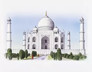Images Dated 16th June 2007: India, Agra, Taj Mahal, facade of mausoleum