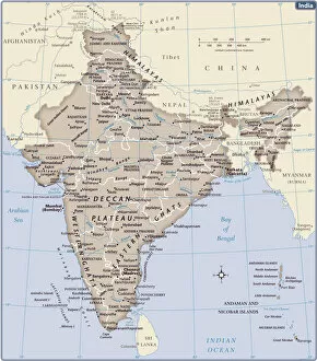 Images Dated 12th November 2017: India country map