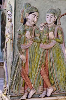 Fresco Wall Paintings Gallery: India, Rajasthan, Jaipur the Pink City, the City Palace