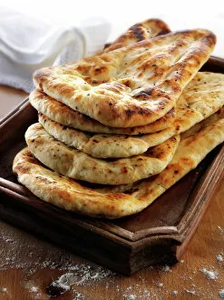 Indian naan bread with garlic and coriander