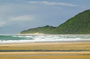 Indian Ocean seascape and sandy beach at Greater St. Lucia Wetland Park World Heritage Site, St. Lucia, South Africa