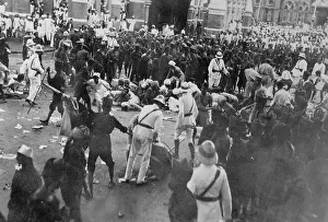 Mumbai Prints: Indian Protesters Receiving Punishment from Policemen
