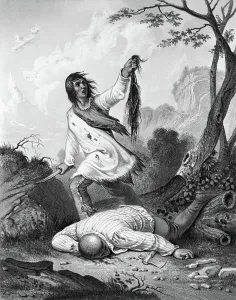 Native Am Prints: Indian Scalping Man; Lithograph