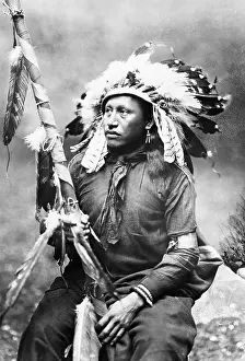 Pole Prints: Indian Seated With A Feathered Stick