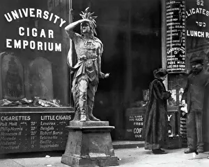 Hands Prints: Indian Statue in Front of Cigar Store