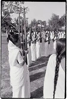 Indian Women Drill With Weapons