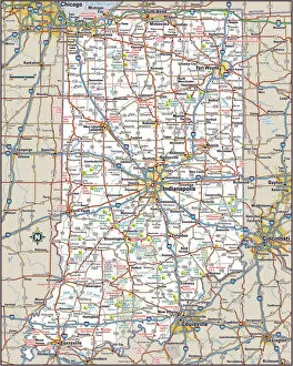 Top Sellers - Art Prints Gallery: Indiana Highway Map