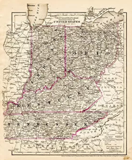 Images Dated 21st February 2017: indiana Ohio Kentucky map 1881