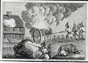 Indians Attacking Garrison House with Fire Wagon