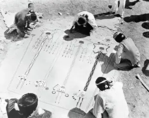 Traditional Style Prints: Indians Make Sand Painting