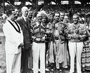 Presentation Prints: Indians Players Pose In Seminole Costume