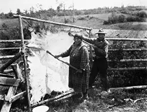 Native Am Prints: Indians Scrape Buffalo Hide;Leathermakin