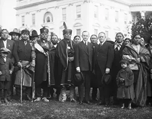 Commissioner Prints: Indians In Washington Posing With Coolid