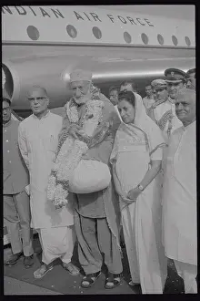 Indira Gandhi at Airport with Abdul Gafar Khan