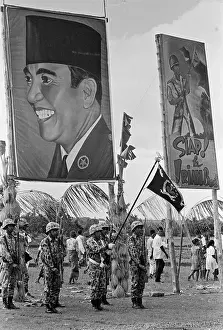 Sukarno Prints: Indonesian Soldiers Under Sukarno Banner