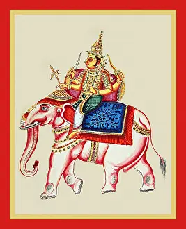 Album Prints: Indra rides on his elephant Airāvata