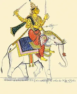 Princes Prints: Indra riding on his four-tusked elephant Airavta