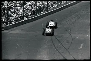 Foyt Prints: Two Indy Race Cars Racing on Track
