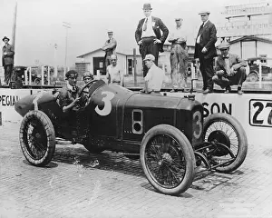 Prints of A driver and his riding mechanic in their car at the Indianapolis 500, Indianapolis Motor Speedway in Speedway, Indiana, circa 1920. (Photo by American Stock Archive/Archive Photos/Getty Images) Chasing Speed: Motorsport in Motion: Indy Racecar