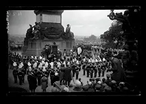 Brussels Prints: Infantry Shown at Attention at Monument