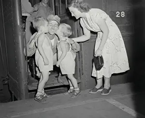 Infantryman Saying Goodbye to His Family from Train