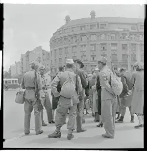 Belgrade Prints: Infantrymen and Local Citizens Waiting at a Bus Stop