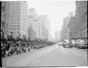 Infantry Prints: Infantrymen Marching Down Street