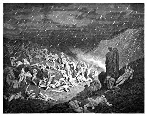 Images Dated 7th July 2015: The inferno rain of fire engraving