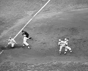 Runner Prints: Infielders Collide - Runner Reaches Base