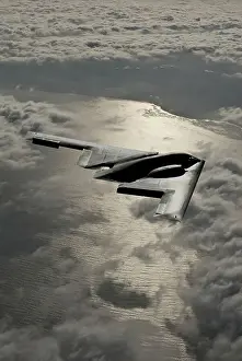 Inflight view of a USAF Northrop Grumman B-2A stealth bomber
