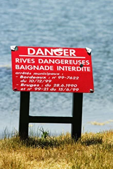 Information board at a lakeside, Bordeaux Lake, Bordeaux, Aquitaine, France