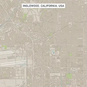 Inglewood Prints: Inglewood California US City Street Map