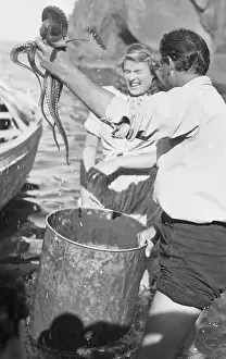 Octopus Prints: Ingrid Bergman Cringing at Sight of Octopus