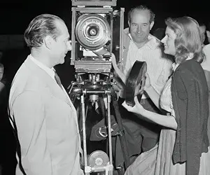 Ingrid Bergman Handing Reel to Roberto Rossellini