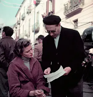 Ingrid Bergman and Husband Looking at Manuscript