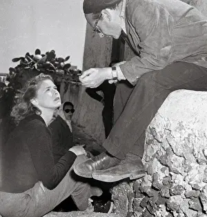 Prints of (Original Caption). Italy: Roberto Rossellini and Ingrid Bergman on Stromboli beach A Timeless Icon: Ingrid Bergman and Roberto Rossellini Conversing Outdoors