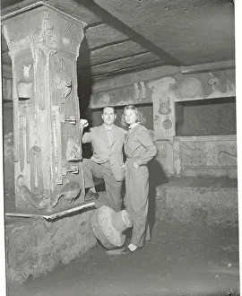 Prints of (Original Caption). Reported Romance Not Verified A Timeless Icon: Ingrid Bergman and Roberto Rossellini Posing Inside Ancient Ruins