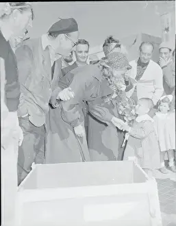 Stromboli Prints: Ingrid Bergman and Roberto Rossellini Shaking Child's Hand