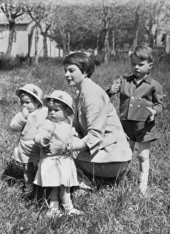 Ingrid Bergman with Twin Daughters and Son