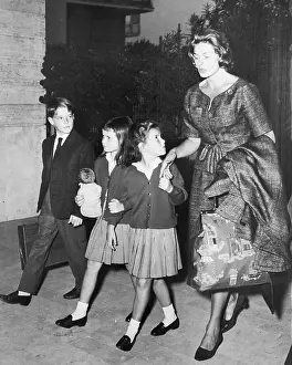 Ingrid Bergman Walking with Her Children