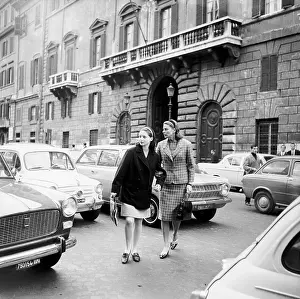 Ingrid Bergman Walking with Daughter