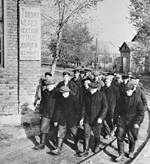 Cotton Prints: Inmates Walking on Prison Camp