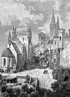 Castles Prints: Inner courtyard of Hohenzollern Castle