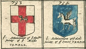 Coat Of Arms Engravings 17th Century Collection: Inns of Court 17th century copperplate armorials