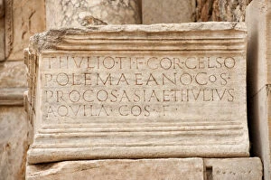 Images Dated 27th June 2015: inscritions Celsus Library in Ephesus
