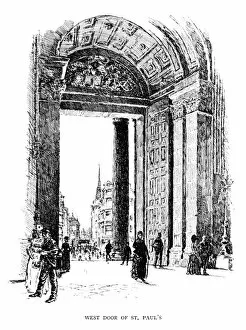 Images Dated 4th April 2017: Inside the West Door of St Pauls Cathedral (Victorian illustration)