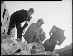 Air Raid Prints: Inspection Of Bomb Planted Before Raid